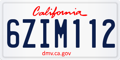 CA license plate 6ZIM112