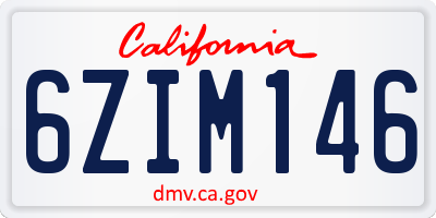 CA license plate 6ZIM146