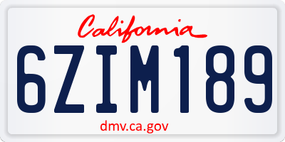 CA license plate 6ZIM189