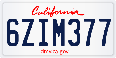 CA license plate 6ZIM377