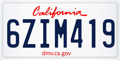 CA license plate 6ZIM419