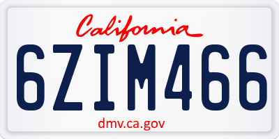 CA license plate 6ZIM466