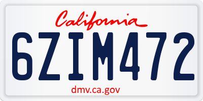 CA license plate 6ZIM472