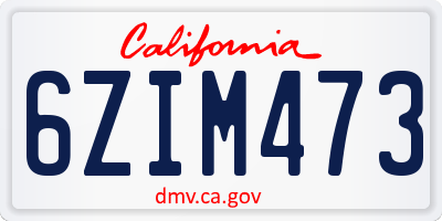 CA license plate 6ZIM473