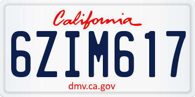 CA license plate 6ZIM617