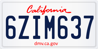 CA license plate 6ZIM637