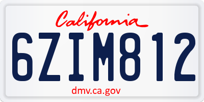 CA license plate 6ZIM812