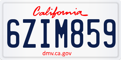 CA license plate 6ZIM859