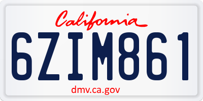 CA license plate 6ZIM861