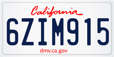 CA license plate 6ZIM915