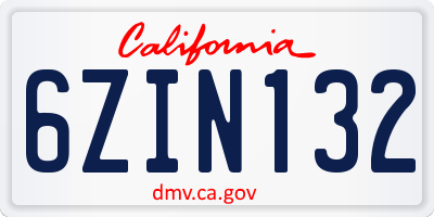CA license plate 6ZIN132