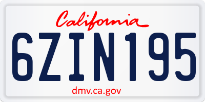 CA license plate 6ZIN195