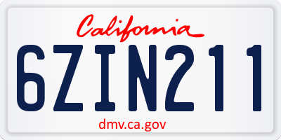 CA license plate 6ZIN211