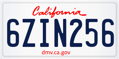 CA license plate 6ZIN256