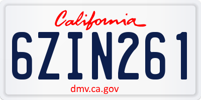 CA license plate 6ZIN261