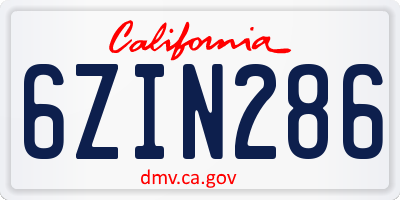 CA license plate 6ZIN286