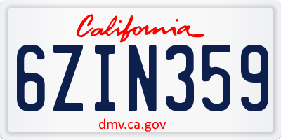 CA license plate 6ZIN359