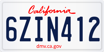 CA license plate 6ZIN412