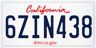 CA license plate 6ZIN438