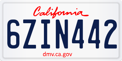 CA license plate 6ZIN442