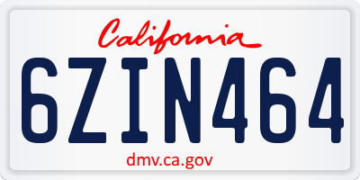 CA license plate 6ZIN464