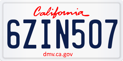 CA license plate 6ZIN507