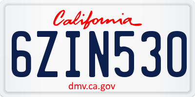 CA license plate 6ZIN530