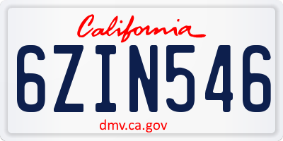 CA license plate 6ZIN546