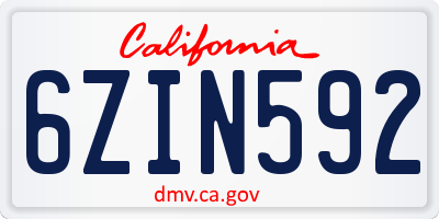 CA license plate 6ZIN592