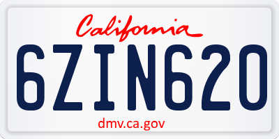 CA license plate 6ZIN620