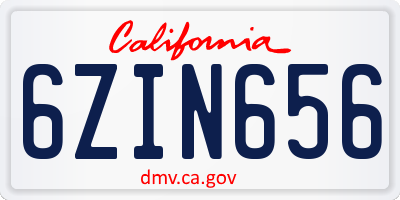 CA license plate 6ZIN656