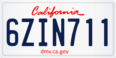 CA license plate 6ZIN711