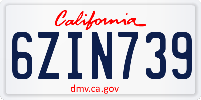 CA license plate 6ZIN739