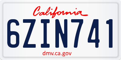 CA license plate 6ZIN741