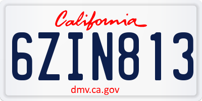 CA license plate 6ZIN813