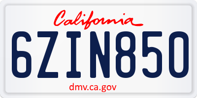 CA license plate 6ZIN850