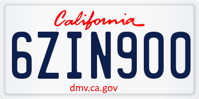 CA license plate 6ZIN900