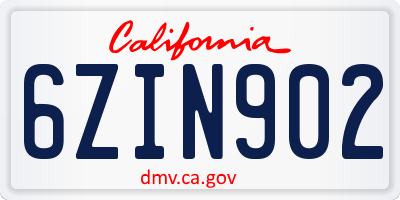 CA license plate 6ZIN902