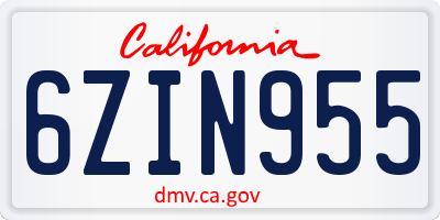 CA license plate 6ZIN955