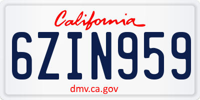 CA license plate 6ZIN959