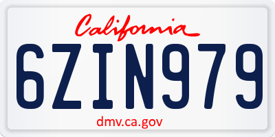 CA license plate 6ZIN979
