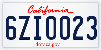 CA license plate 6ZIO023