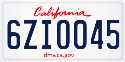 CA license plate 6ZIO045