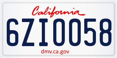 CA license plate 6ZIO058