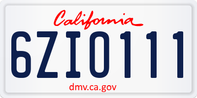 CA license plate 6ZIO111
