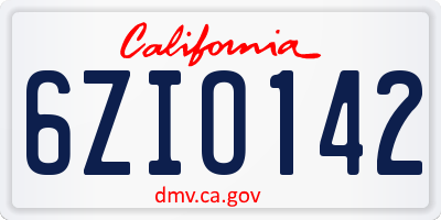 CA license plate 6ZIO142