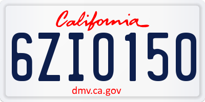 CA license plate 6ZIO150