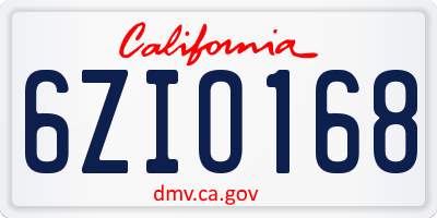 CA license plate 6ZIO168