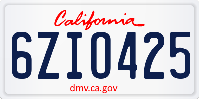 CA license plate 6ZIO425