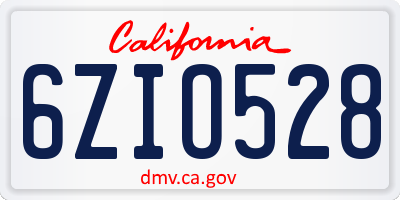 CA license plate 6ZIO528